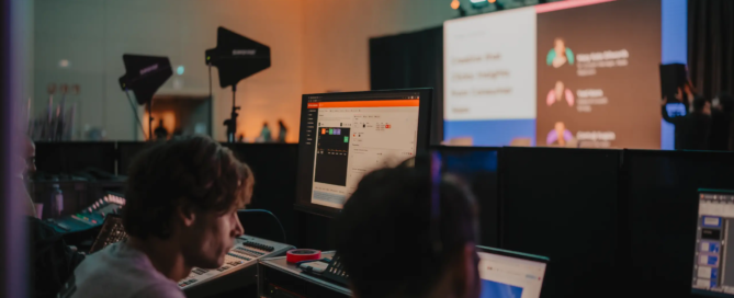 Streaming - Sala de realización del streaming durante un evento corporativo producido por Divertimento