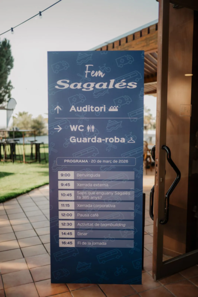 Senyalètica organitzativa en esdeveniments corporatius - Exemple esdeveniment corporatiu Sagalés